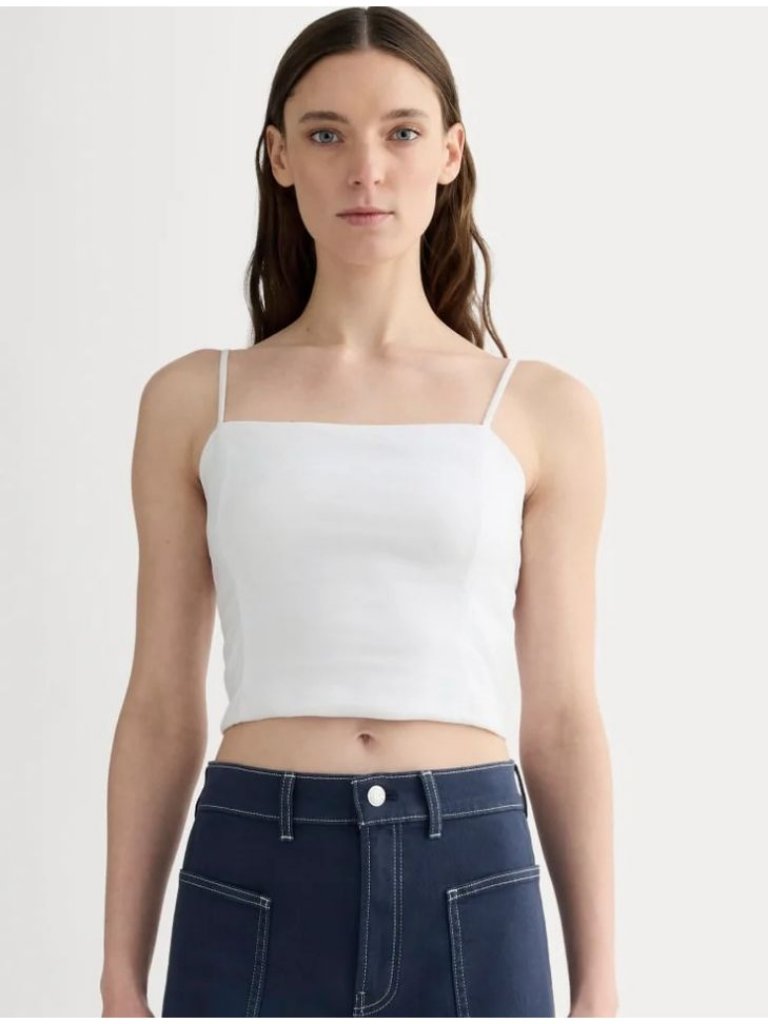 Everlane The Seamed Top In Stretch Linen White Size 16 Nwt